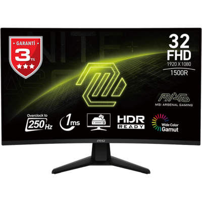 MSI 31.5 MAG 32C6X CURVED 1500R VA 2560X1440 (FHD) 16:9 250HZ 1MS FREESYNC PREMIUM GAMING MONITOR